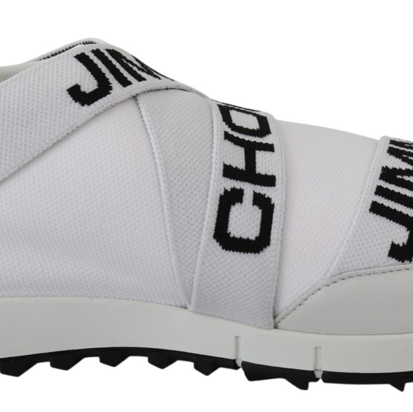 JIMMY CHOOToronto White/Black Nappa/Knit Sneakers - Picture 3 of 6